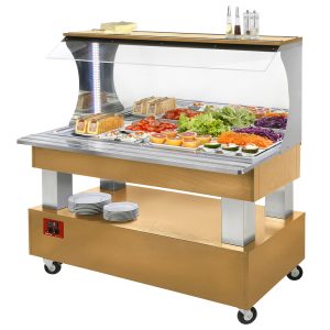 Buffet - Wandgekoelde saladbar, 4x GN1/1-150 (Licht eiken)