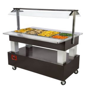 Warmhoud/bain-marie saladebar, 4x GN1/1-150 (brandhout)