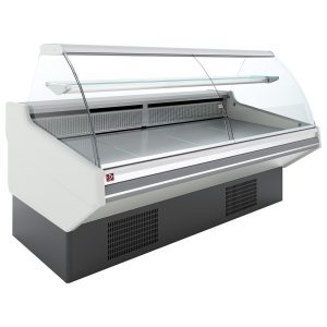 Geventileerde toonbank, met opslag, gebogen glas - WIT front