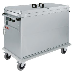 Bain-marie wagen 2x GN 1/1, 2 T°, deksels, kast met kanteldeur