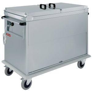 Bain-marie wagen 3x GN 1/1, 1 T°, met deksels, onderkast met kanteldeur