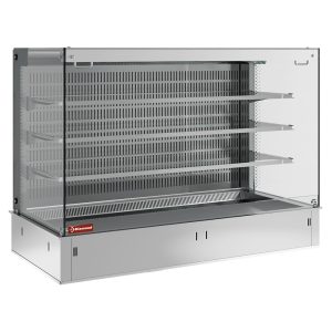 Wandmeubel met bovenblad en open "vierkante" display op 3 niveaus (met gordijn), gekoeld, geventileerd, 3x GN 1/1 (zonder hermetische unit)