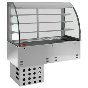 Spoelbakelement en open display op 3 niveaus (met gordijn), gekoeld, geventileerd 4x GN 1/1
