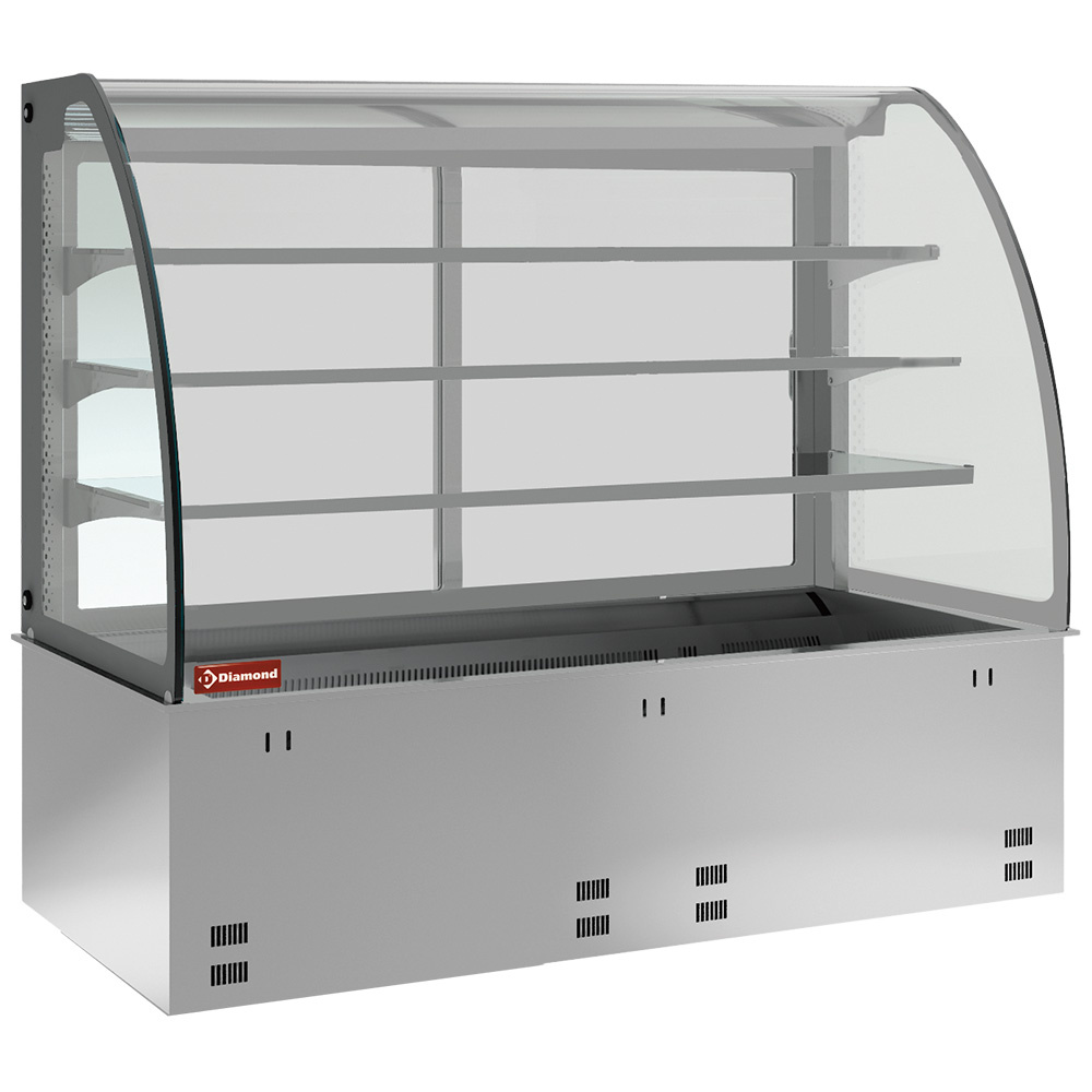 Element spoelbak en gesloten vitrine op 3 niveaus, gekoeld, geventileerd 2x GN 1/1 (zonder hermetische unit)