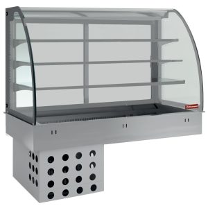 Opzetelement en gesloten vitrine op 3 niveaus, gekoeld, geventileerd 3x GN 1/1