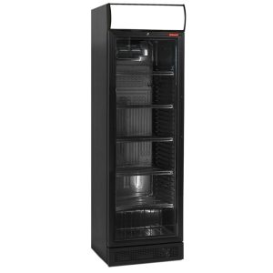Geventileerde displaykast positieve T° 380 lit., zwart, met lichtbak