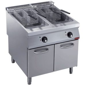 Elektrische friteuse 2 kuipen "Y" 23 liter, externe branders, op onderstel