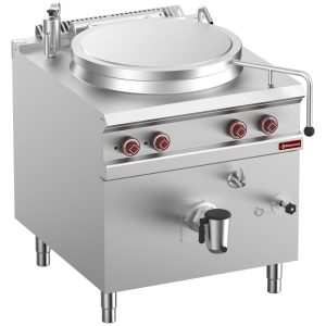 Elektrische kookpan, 150 liter ketel, indirecte verwarming, op onderkast.
