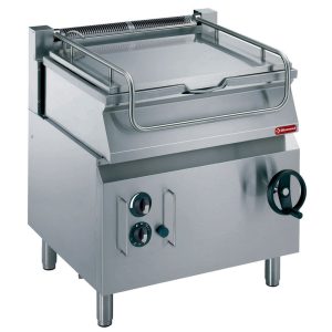 Kantelbare gasbraadpan, ‘’Duomat’’ bak 60 liter, op onderbouw