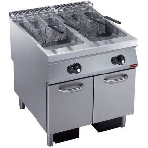 Gasfriteuse 2 kuipen "Y" 23 liter, externe branders, op onderstel