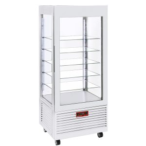 Display 4 zijden T° negatief, 5 glazen leggers, geventileerd, 480 Lit, WIT