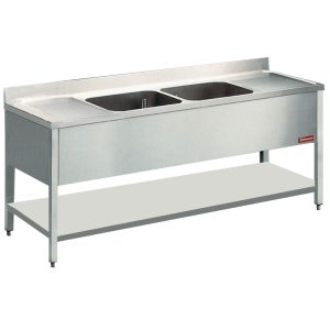 Spoelbak 2 bakken 500x500xh325 2 lekbakken + opstaande rand