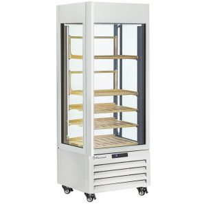 Volledig beglaasde vitrine 440 Lt., 1 niveau + 4 schappen, geventileerd - WIJN - WIT