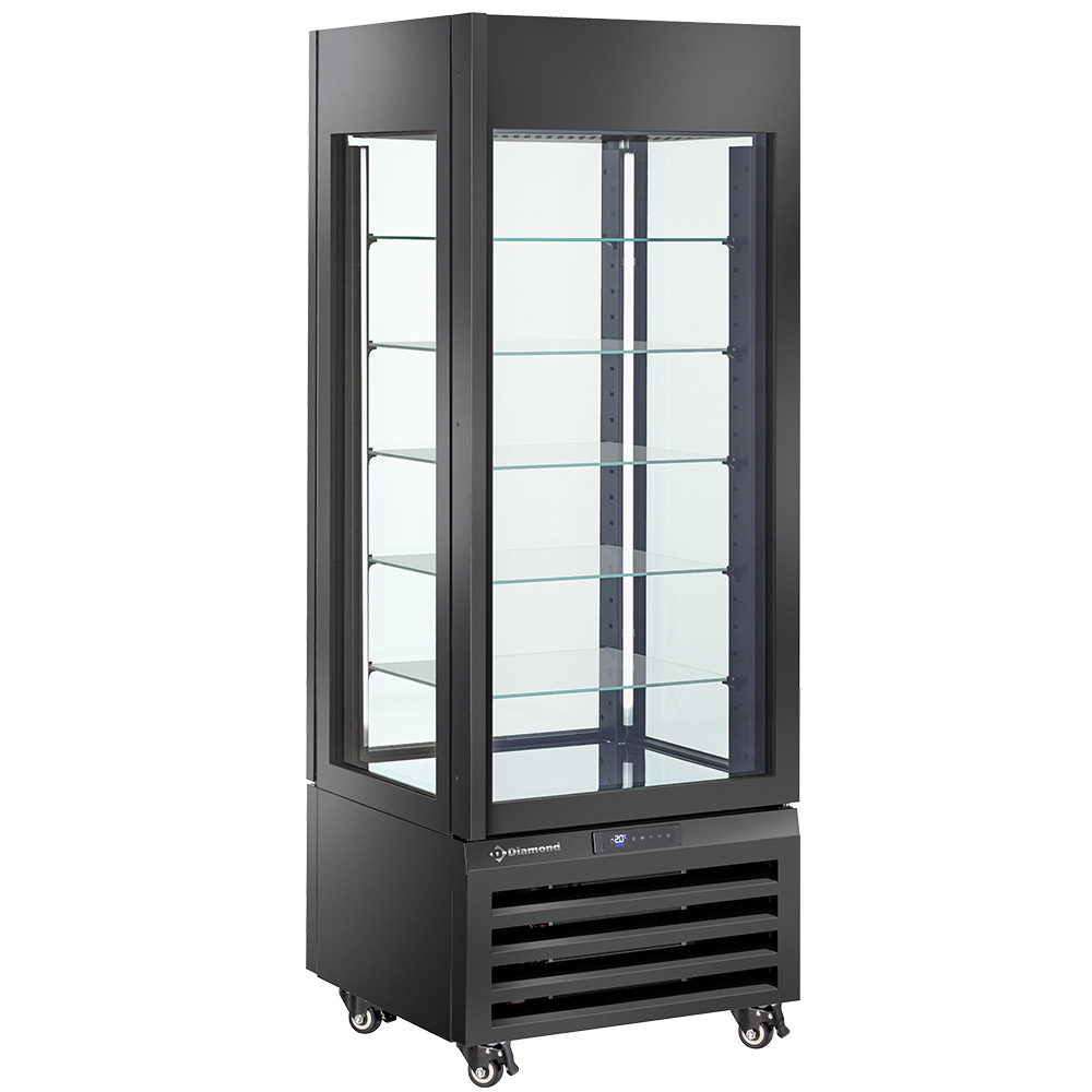 FULL vitrine 440 Lt., 5 glazen niveaus, geventileerd - GEBAK - ZWART