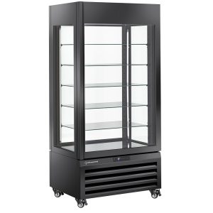 Volledig glazen vitrine" 600 Lt., 5 glazen niveaus, geventileerd - CHOCOLADE - ZWART
