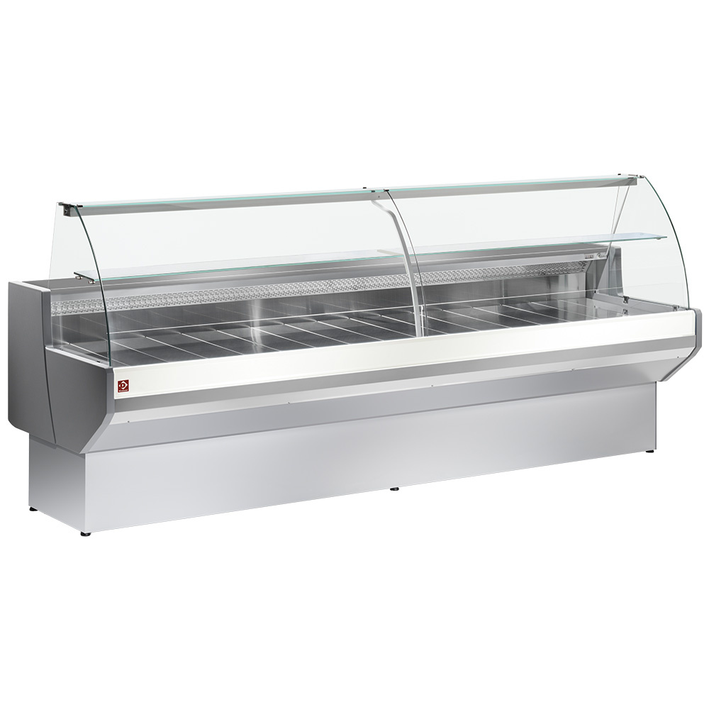 Gekoelde toonbank gebogen glas, geventileerd, met reserve - GRIJS/WIT