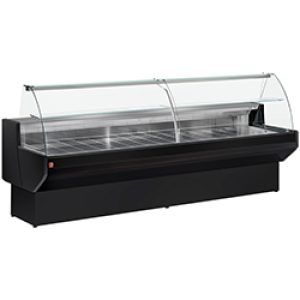 Gekoelde toonbank gebogen glas, geventileerd, met onderkoeling - ZWART