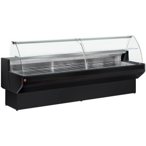 Gekoelde toonbank, gebogen glas met opslagruimte - ZWART