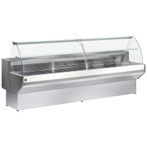 Gekoelde toonbank gebogen glas, geventileerd, met voorraadruimte - GRIJS/WIT