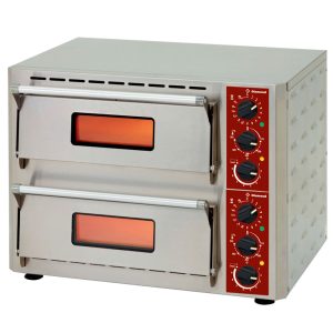 Elektrische pizzaoven, 2 compartimenten (3 + 3 kW), 430x430xh100 mm