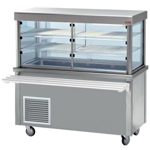 Display-element en gekoelde bak op gekoelde kast.