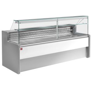 Gekoelde toonbank met rechte ruit 90°, met reserve - GRIJS/WIT