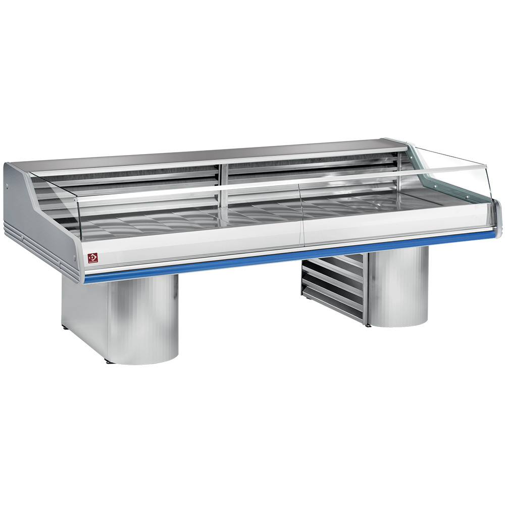 Gekoelde vitrine met glas " Self-Service ", op onderstellen