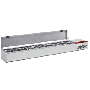 Gekoelde opzetvitrine GN 10x1/4, 1x1/9, met deksel