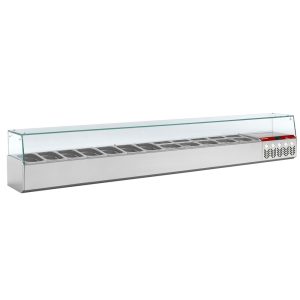 Gekoelde opzetvitrine GN 12x1/4, 1x1/9, met recht glas