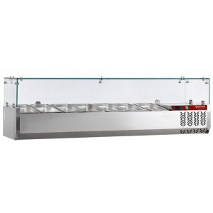 Opzetkoelvitrine 7 x GN 1/3 - 150 mm, met keukenscherm