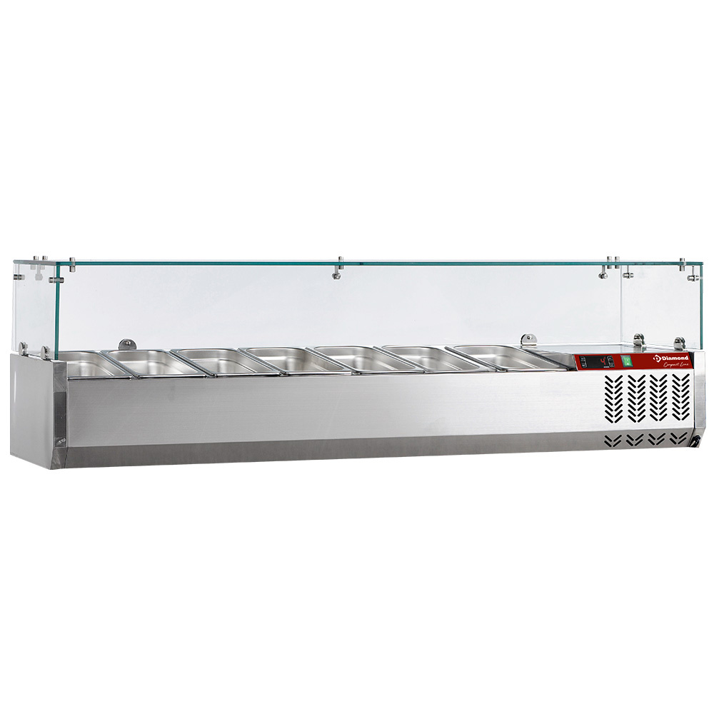 Opzetkoelvitrine 7 x GN 1/3 - 150 mm, met keukenscherm