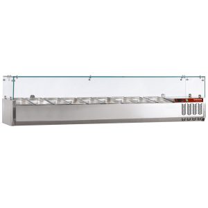 Koelvitrine met bovenmontage, geschikt voor 9x GN 1/3 - 150 mm, inclusief kookrooster.