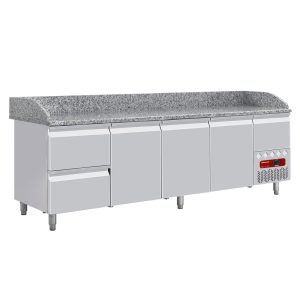 Gekoelde werkbanken 3 deuren 600x400, 2 neutrale laden (8x trays 600x400) + gereedschapslade