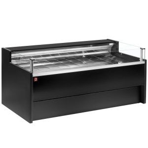 Gekoelde toonbank met glas zelfbediening, geventileerd, met onderkoeling - ZWART