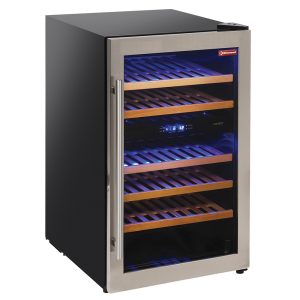 Wijnkast, geventileerd, roestvrijstalen deur, 140 liter, 2 T°, - ZWART