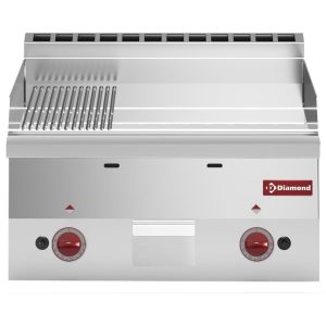 Gasbakplaat, 2/3 glad en 1/3 geribd "chroom" -Top-