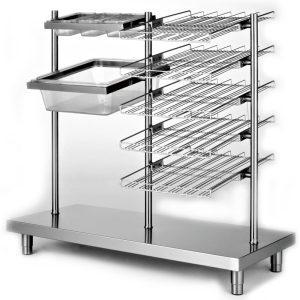 Glazen, dienblad, bestekbak en broodjesdispenser