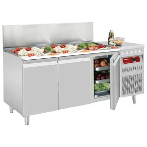 Geventileerde koelwerktafel, 3 deuren GN 1/1, 405 liter gekoelde opbouw