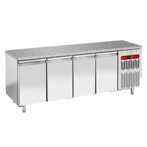 Gekoelde werktafel, geventileerd, 4 deuren EN 600x400 - Granieten blad