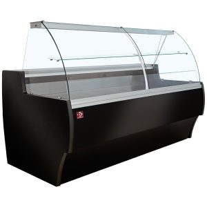 Gekoelde toonbank gebogen glas, geventileerd, met reserve - ZWART