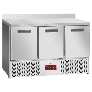 Gekoelde werkbank 3 deuren GN 1/1, met opstaande rand