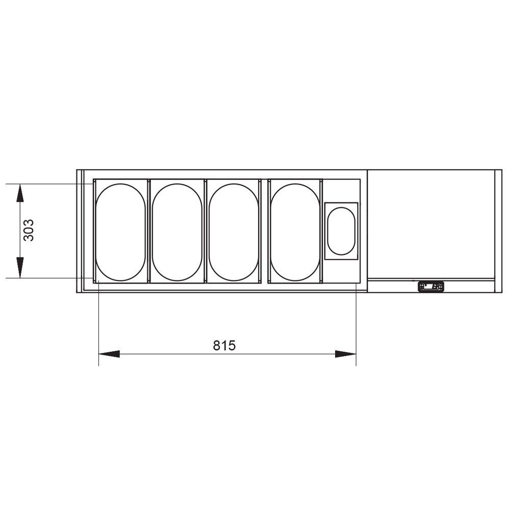 Opzetkoelvitrine GN 4x1/3, 1x1/9, met deksel - Afbeelding 2