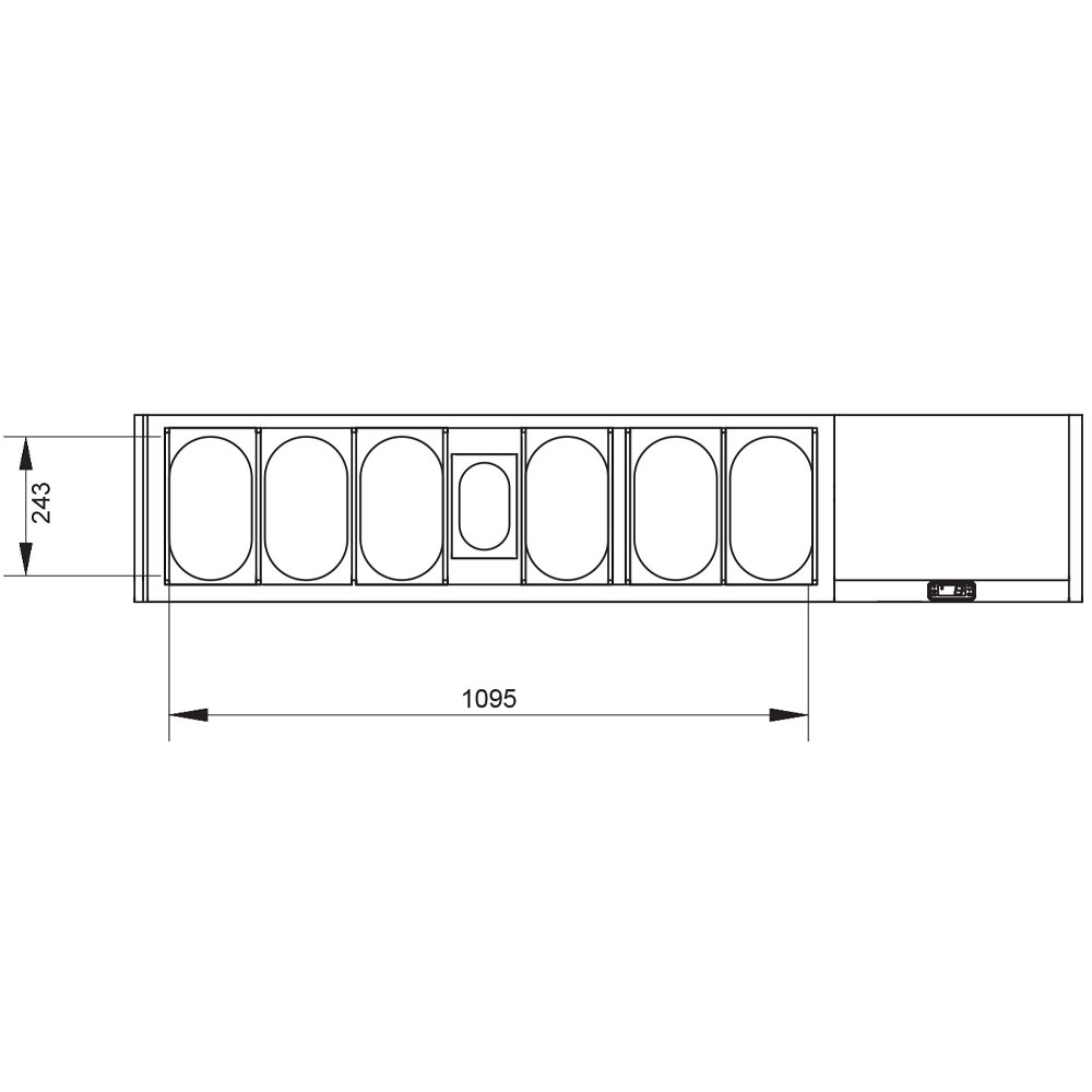 Koelopzetvitrine GN 6x1/4, 1x1/9, met recht glas - Afbeelding 3