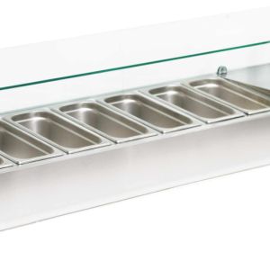 Opzetkoelvitrine 2 m met glazen afdekking 10 x GN 1/4