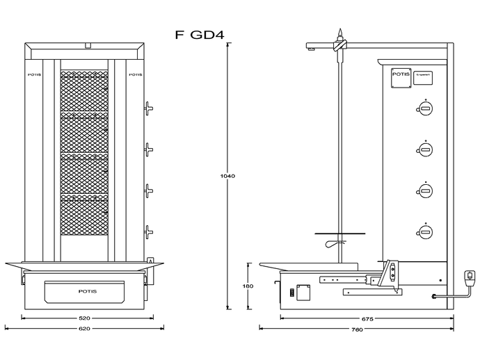 POTIS Dönergrill F GD4 "Aardgas" 20 mbar - Afbeelding 2
