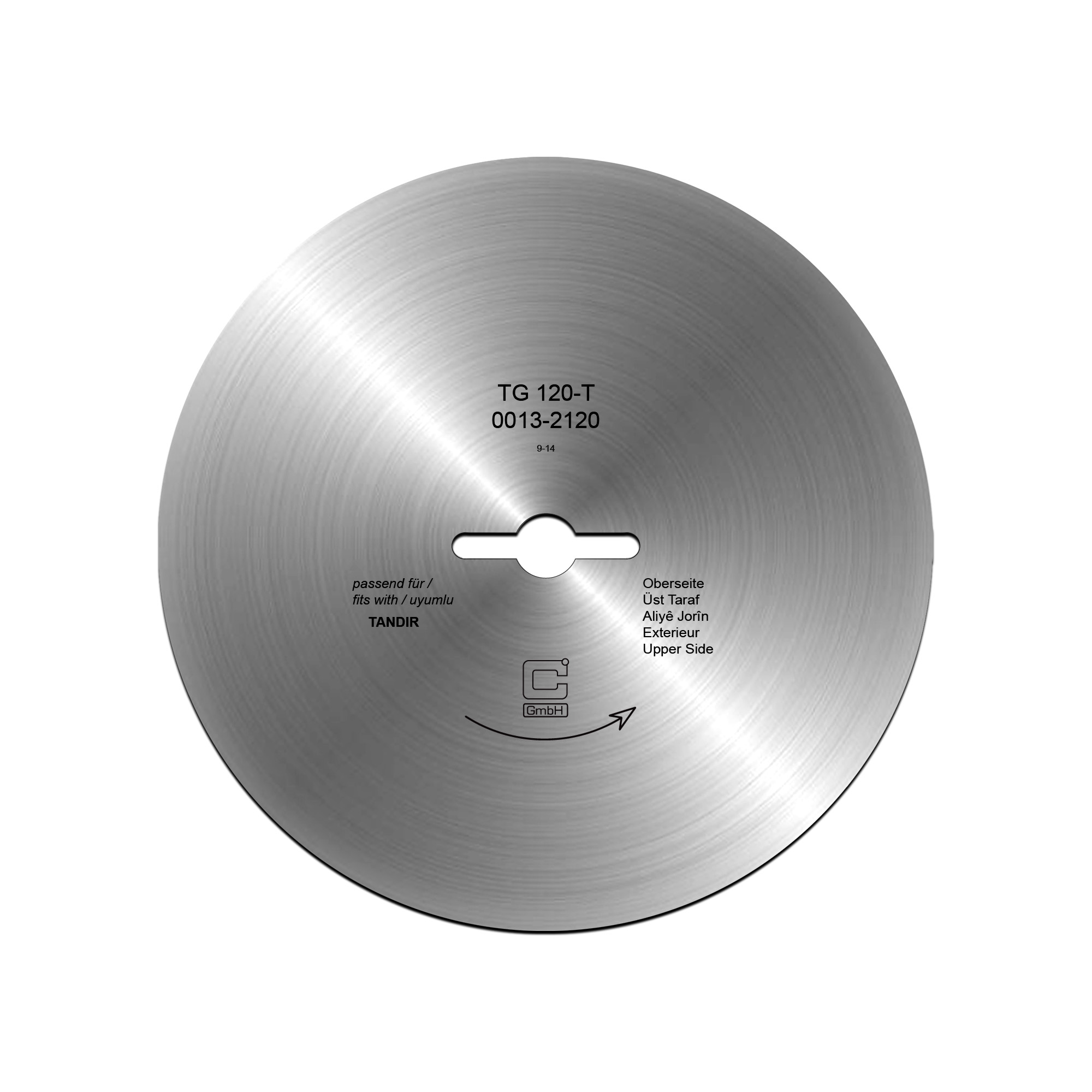 Rond mes Ø 120 mm – Glad, geschikt voor Tandir - Afbeelding 2