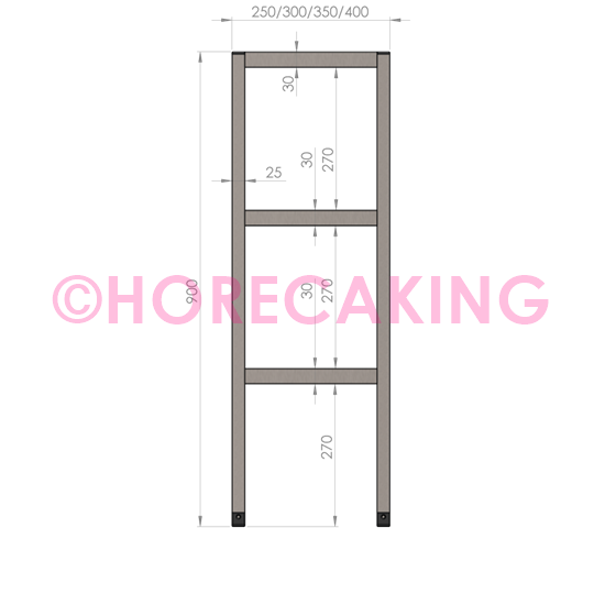 Rvs etagère 3 hoog 1900x400x900 mm - Afbeelding 2
