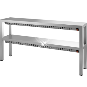 Rvs etagère verwarmd 2 hoog 2000x300x700 mm