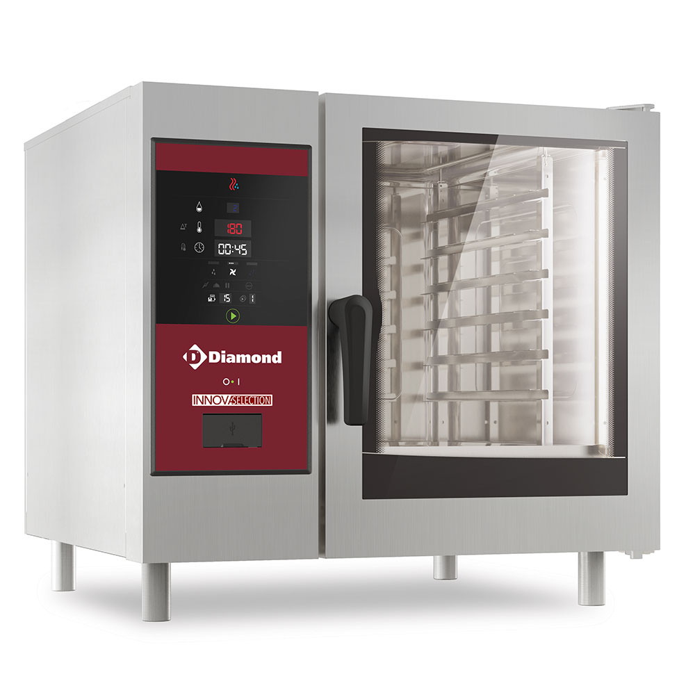 Gasoven directe stoom en convectie, 6x GN 1/1+Reiniging