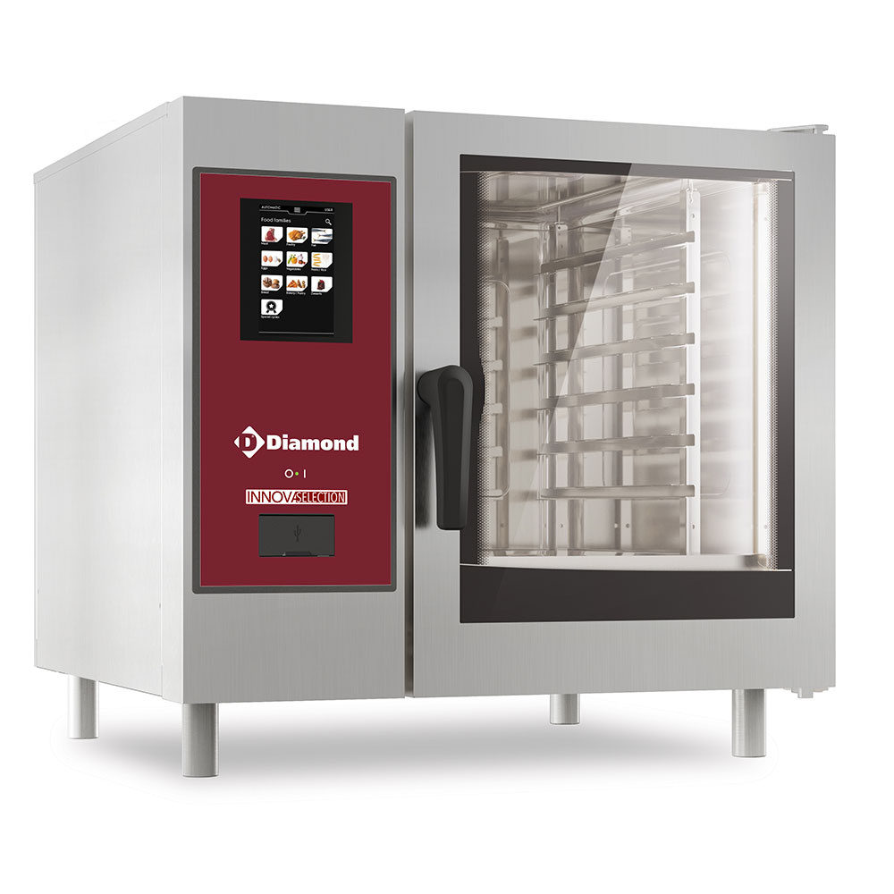 Gasoven "TOUCH" oven directe stoom en convectie, 6x GN 1/1+reiniging